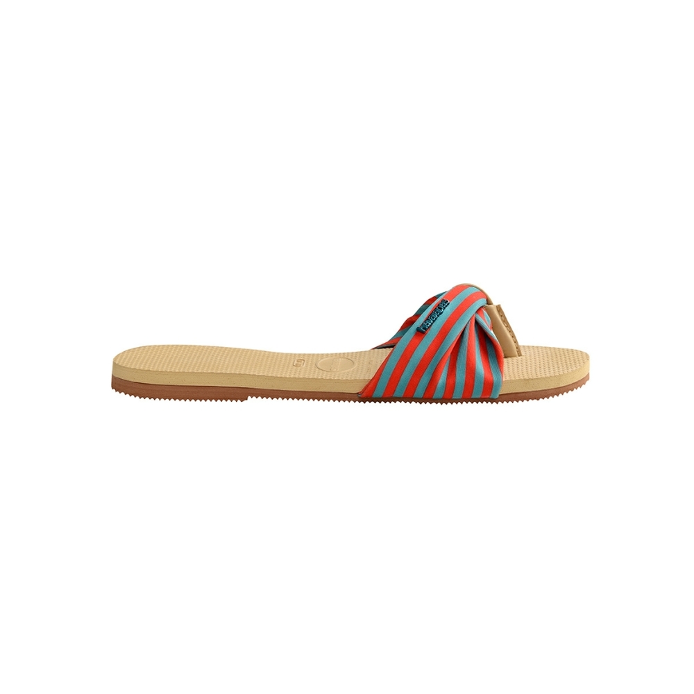 Havaianas You St. Tropez Flip Flops. Thong Style 7/8, Red and Blue Fabric. - Picture 5 of 12